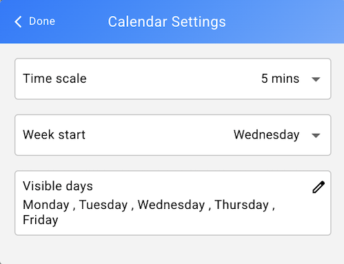 Calendar Settings