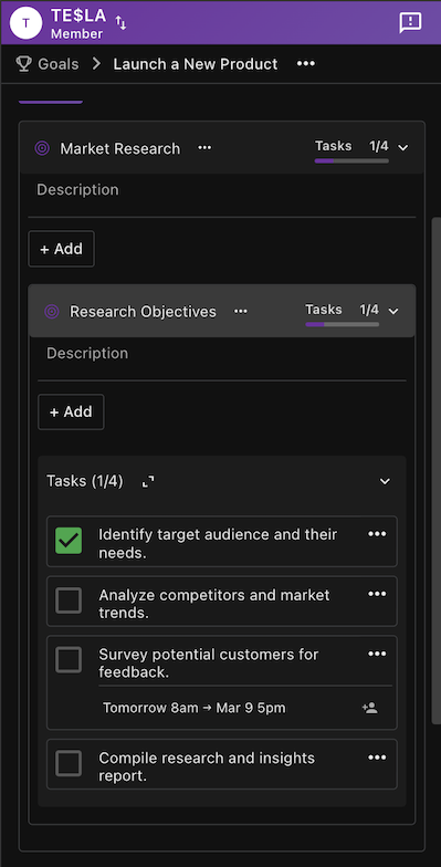 GoTodo Nested Milestones